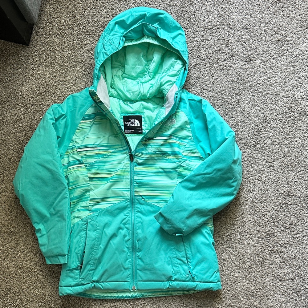 The North Face Aqua Striped Hooded Winter Jacket